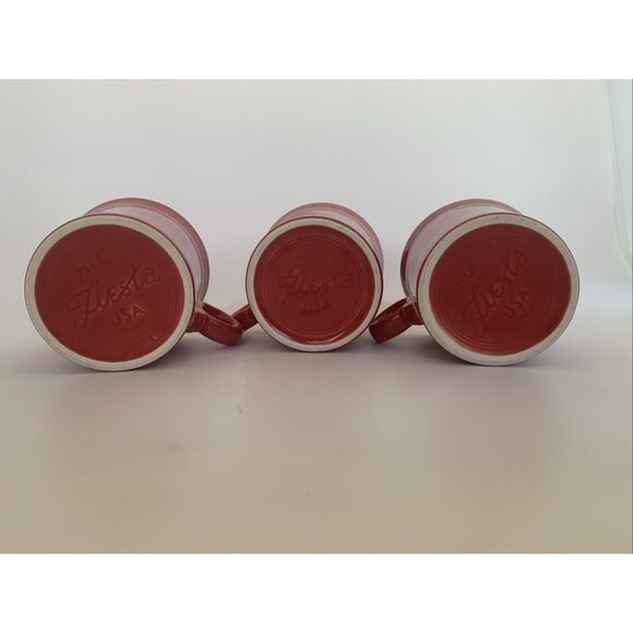 Set of 3 Fiestaware HLC O Ring Handle Coffee Mugs Cups Scarlet Red Homer USA - Picture 6 of 9